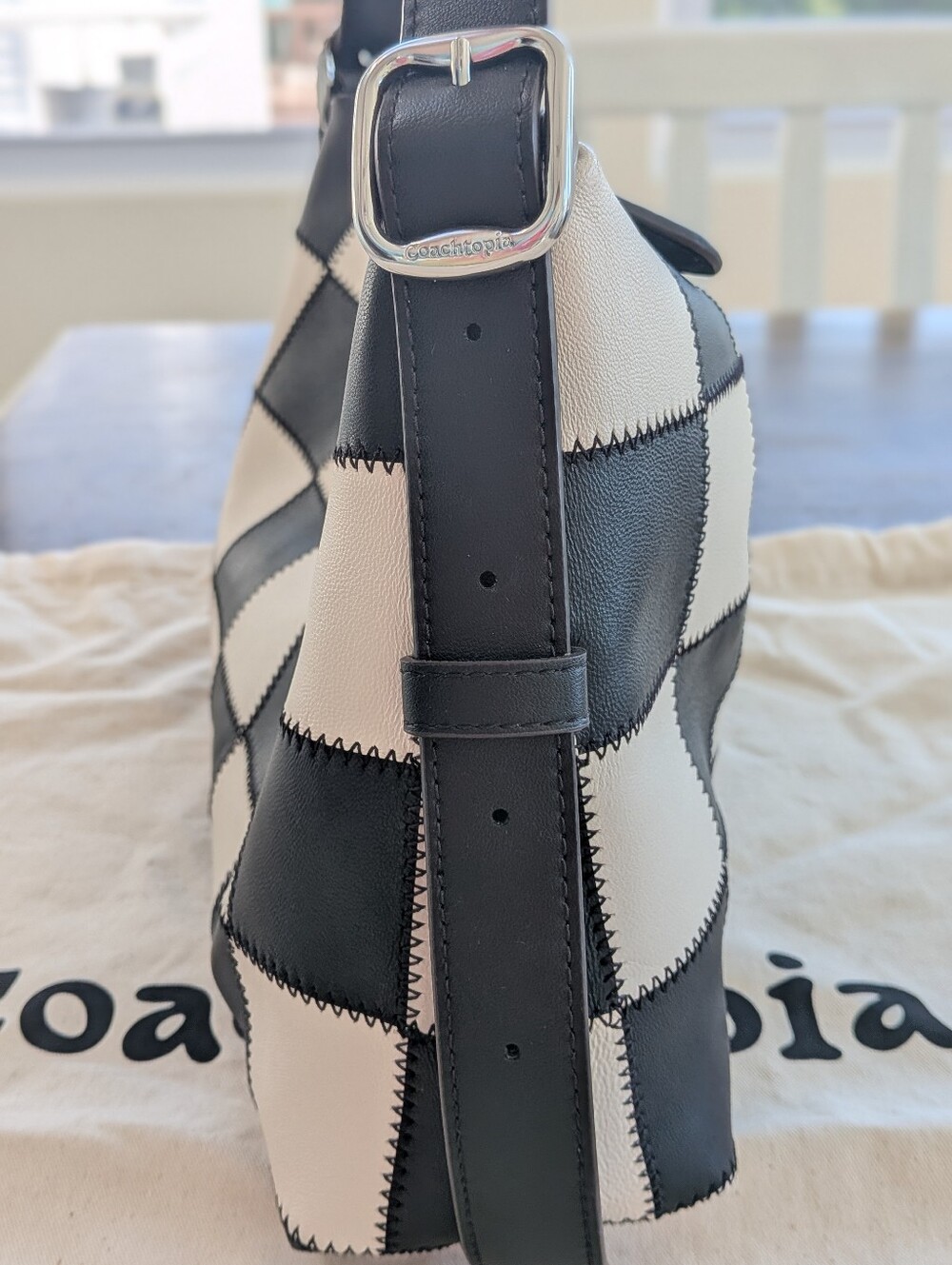 Coachtopia Alter/Ego Shoulder Bag (Full Size) in Black/White Checkerboard - Picture 2 of 7